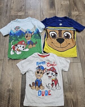 Paw Patrol LOT Of 3 Boys Short Sleeve Tees Size 6 Worn Stains